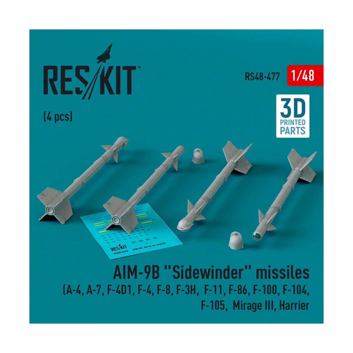 AIM-9B Sidewinder missiles (4 pcs) (A-4, A-7, F-4D1, F-4, F-8, F-3H...