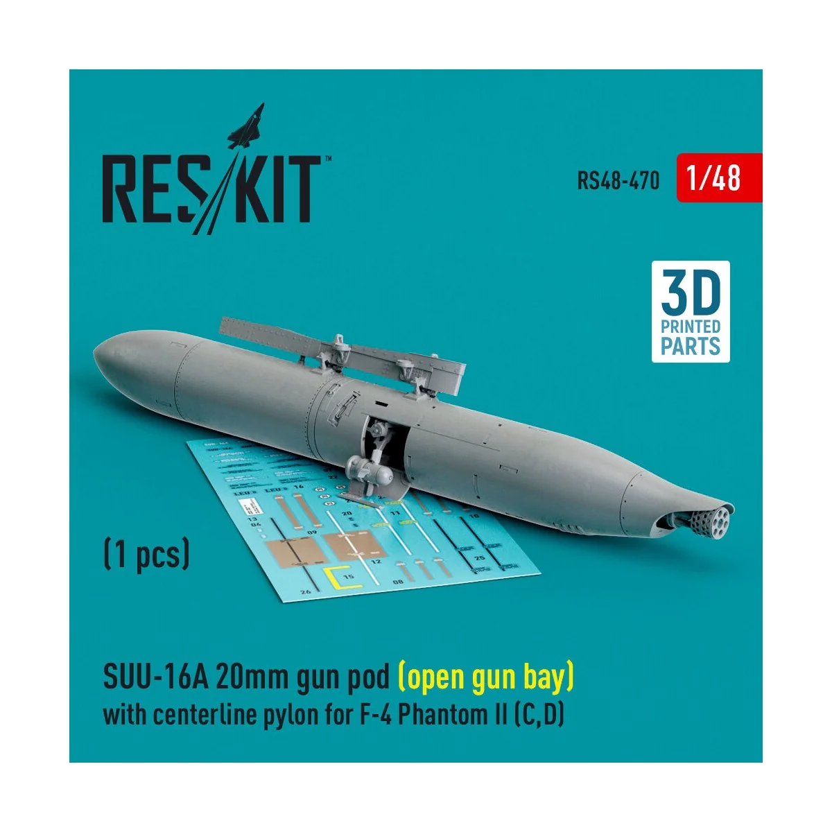 SUU-16A 20mm gun pod (open gun bay) with centerline pylon for F-4 P...