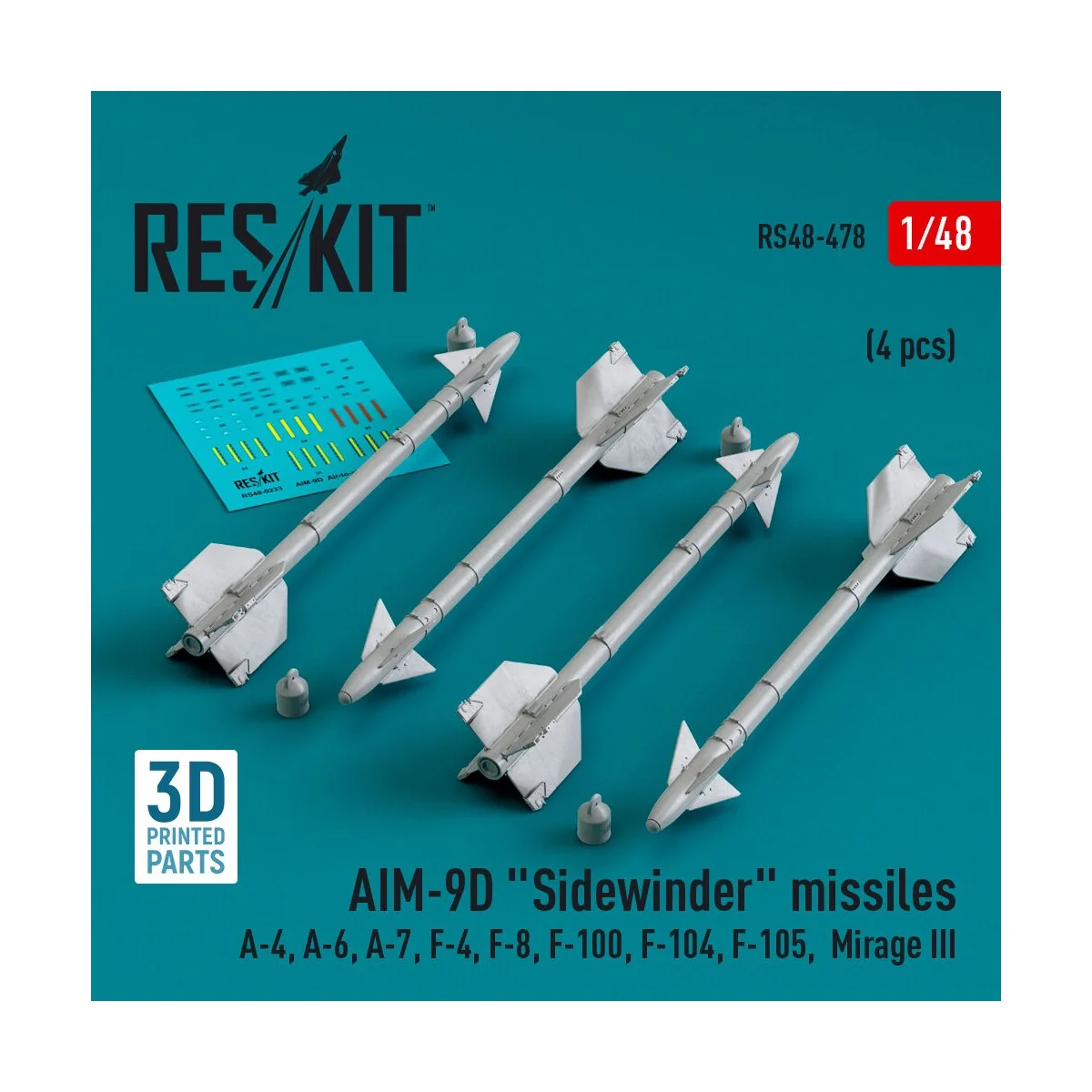 AIM-9D Sidewinder missiles (4 pcs) (A-4, A-6, A-7, F-4, F-8, F-100,...