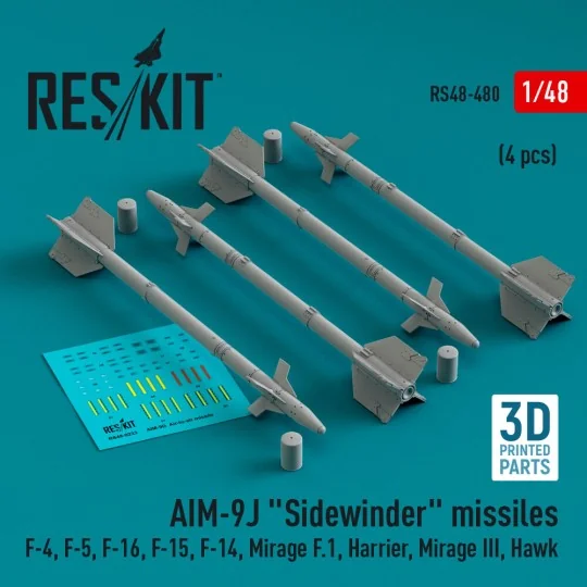 AIM-9J Sidewinder missiles (4 pcs) (F-4, F-5, F-16, F-15, F-14, Mir...