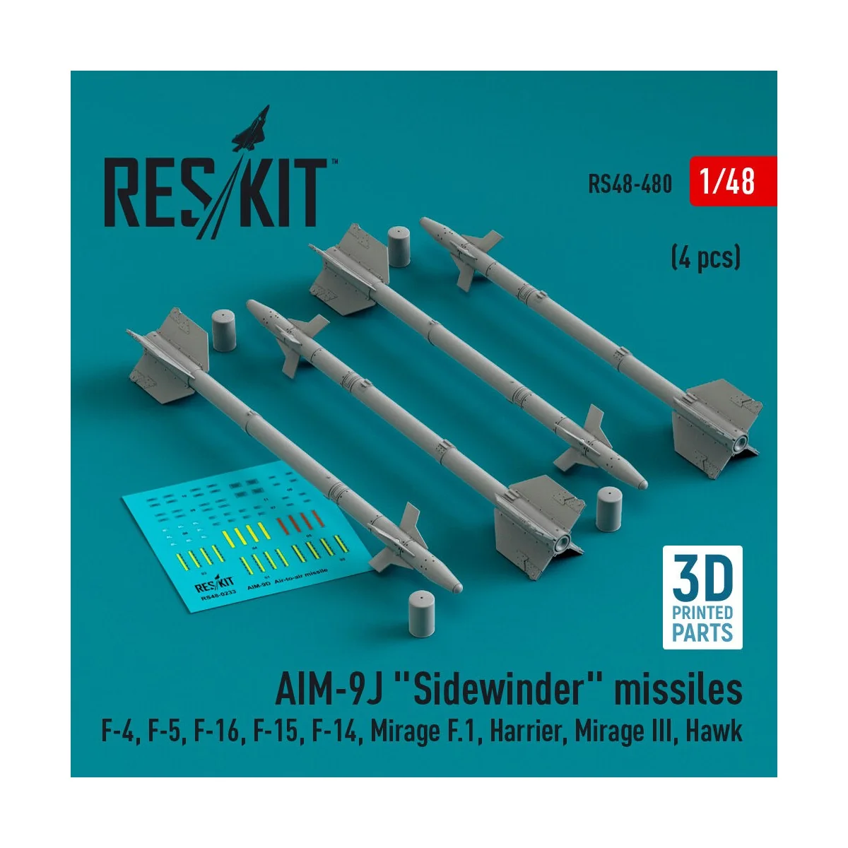 AIM-9J Sidewinder missiles (4 pcs) (F-4, F-5, F-16, F-15, F-14, Mir...
