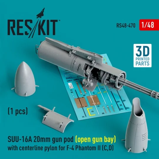 SUU-16A 20mm gun pod (open gun bay) with centerline pylon for F-4 P...