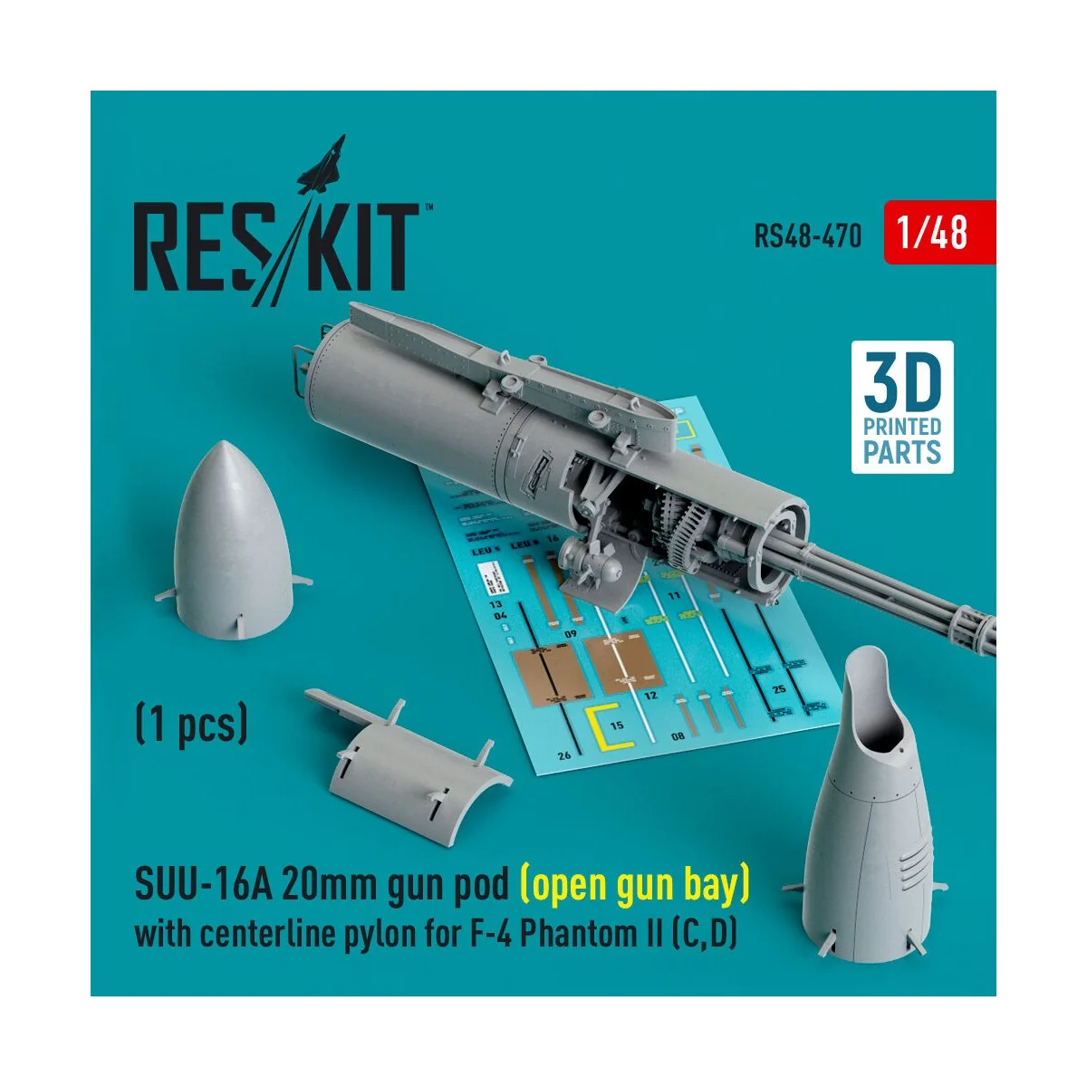SUU-16A 20mm gun pod (open gun bay) with centerline pylon for F-4 P...