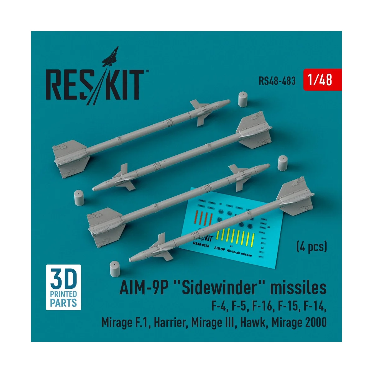 AIM-9P Sidewinder missiles (4 pcs) (F-4, F-5, F-16, F-15, F-14, Mir...