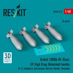 British 1000lb HE-Blast, GP, High Drag (Retarded) bombs (4 pcs) (F-...