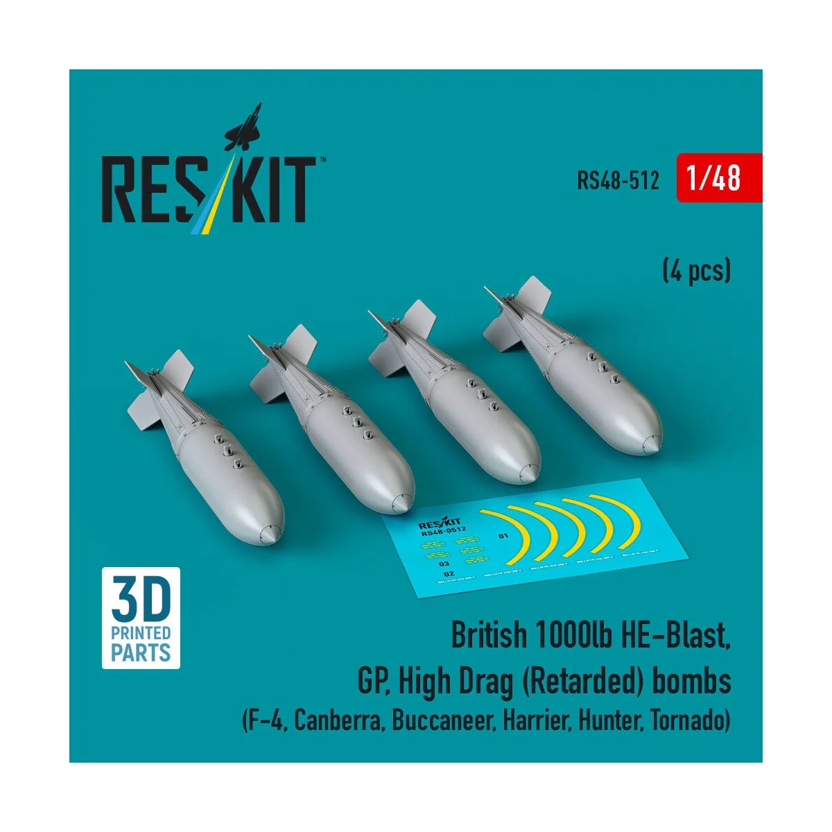 British 1000lb HE-Blast, GP, High Drag (Retarded) bombs (4 pcs) (F-...