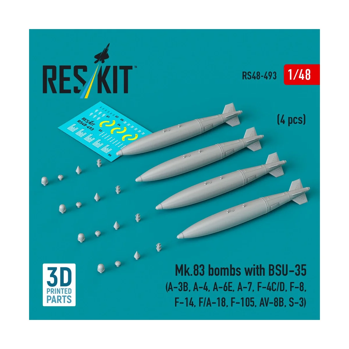 Mk.83 bombs with BSU-35 (4 pcs) (A-3B, A-4, A-6E, A-7, F-4C/D, F-8,...