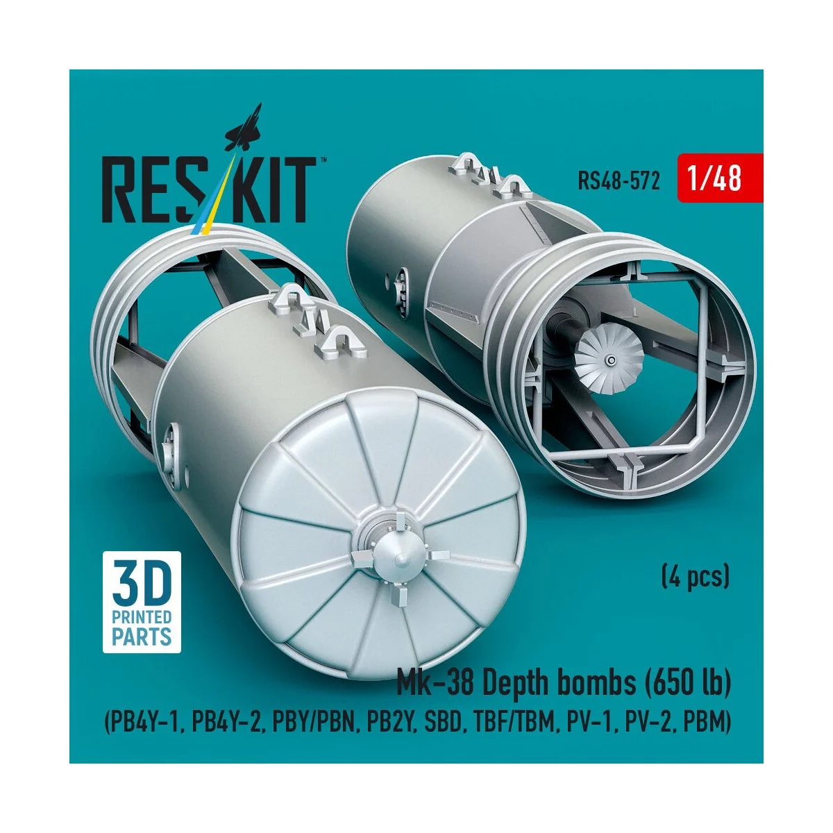 Mk-38 Depth bombs (650 lb) (4 pcs) (PB4Y-1, PB4Y-2, PBY/PBN, PB2Y, ...