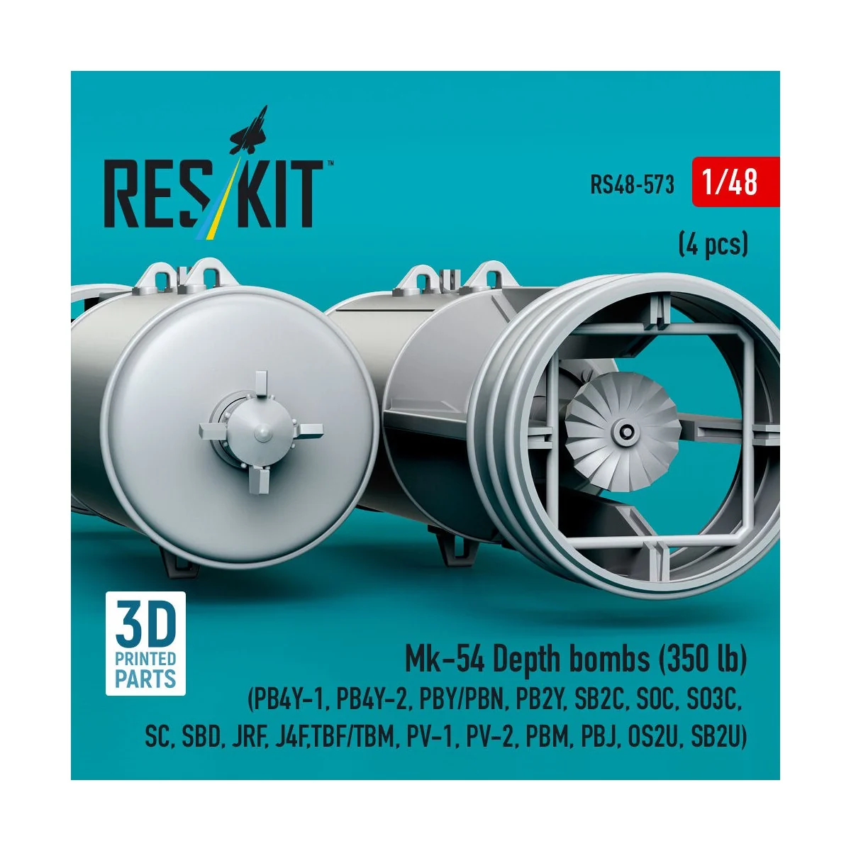 Mk-54 Depth bombs (350 lb) (4 pcs) (PB4Y-1, PB4Y-2, PBY/PBN, PB2Y, ...