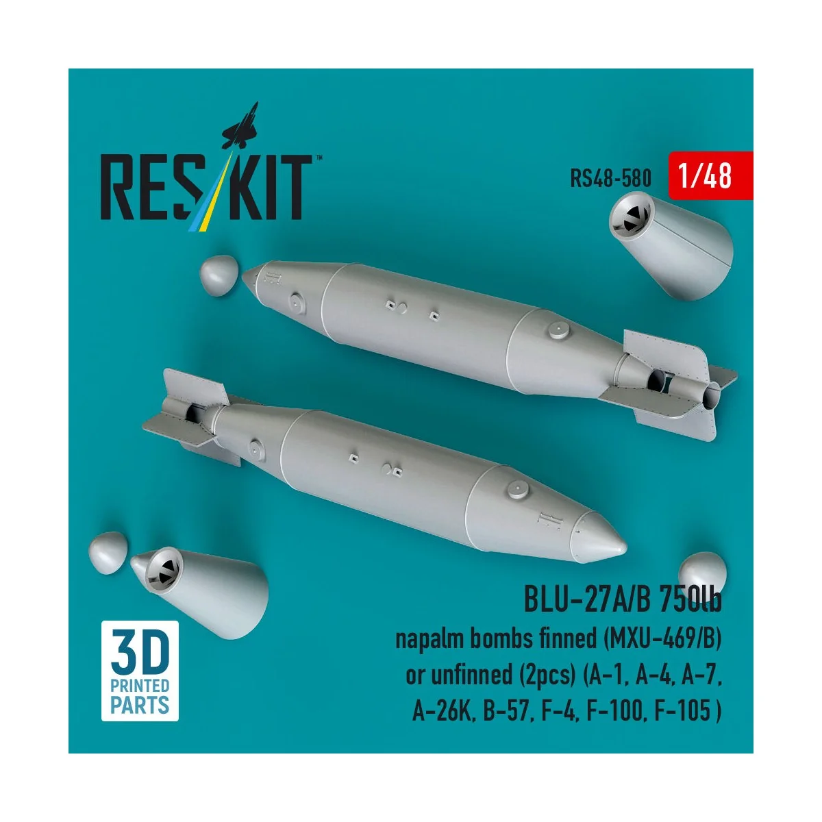 BLU-27A/B 750lb napalm bombs finned (MXU-469/B) or unfinned (2pcs) ...