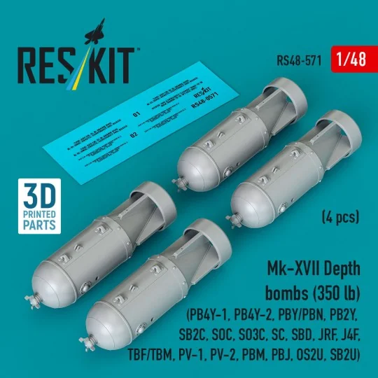 Mk-XVII Depth bombs (350 lb) (4 pcs) (PB4Y-1, PB4Y-2, PBY/PBN, PB2Y...