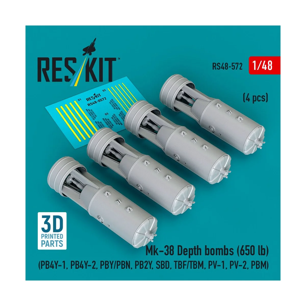 Mk-38 Depth bombs (650 lb) (4 pcs) (PB4Y-1, PB4Y-2, PBY/PBN, PB2Y, ...