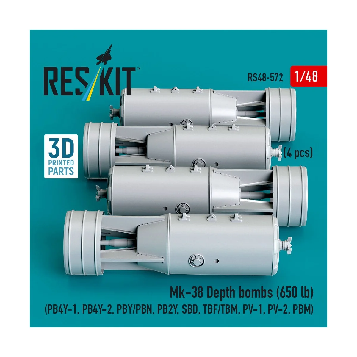Mk-38 Depth bombs (650 lb) (4 pcs) (PB4Y-1, PB4Y-2, PBY/PBN, PB2Y, ...