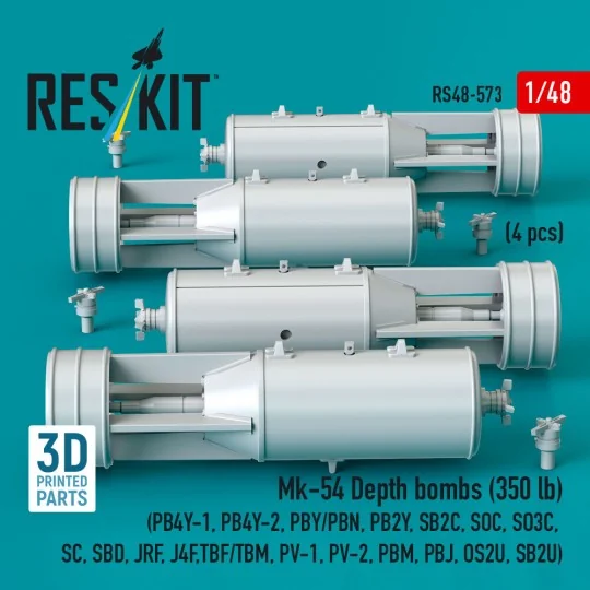 Mk-54 Depth bombs (350 lb) (4 pcs) (PB4Y-1, PB4Y-2, PBY/PBN, PB2Y, ...