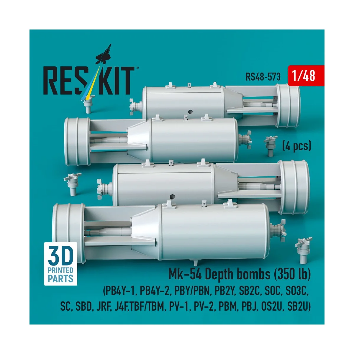 Mk-54 Depth bombs (350 lb) (4 pcs) (PB4Y-1, PB4Y-2, PBY/PBN, PB2Y, ...
