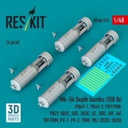 Mk-54 Depth bombs (350 lb) (4 pcs) (PB4Y-1, PB4Y-2, PBY/PBN, PB2Y, ...