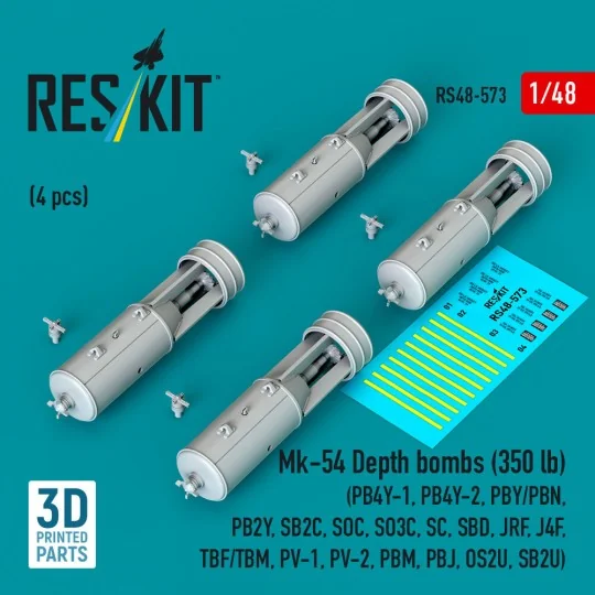Mk-54 Depth bombs (350 lb) (4 pcs) (PB4Y-1, PB4Y-2, PBY/PBN, PB2Y, ...
