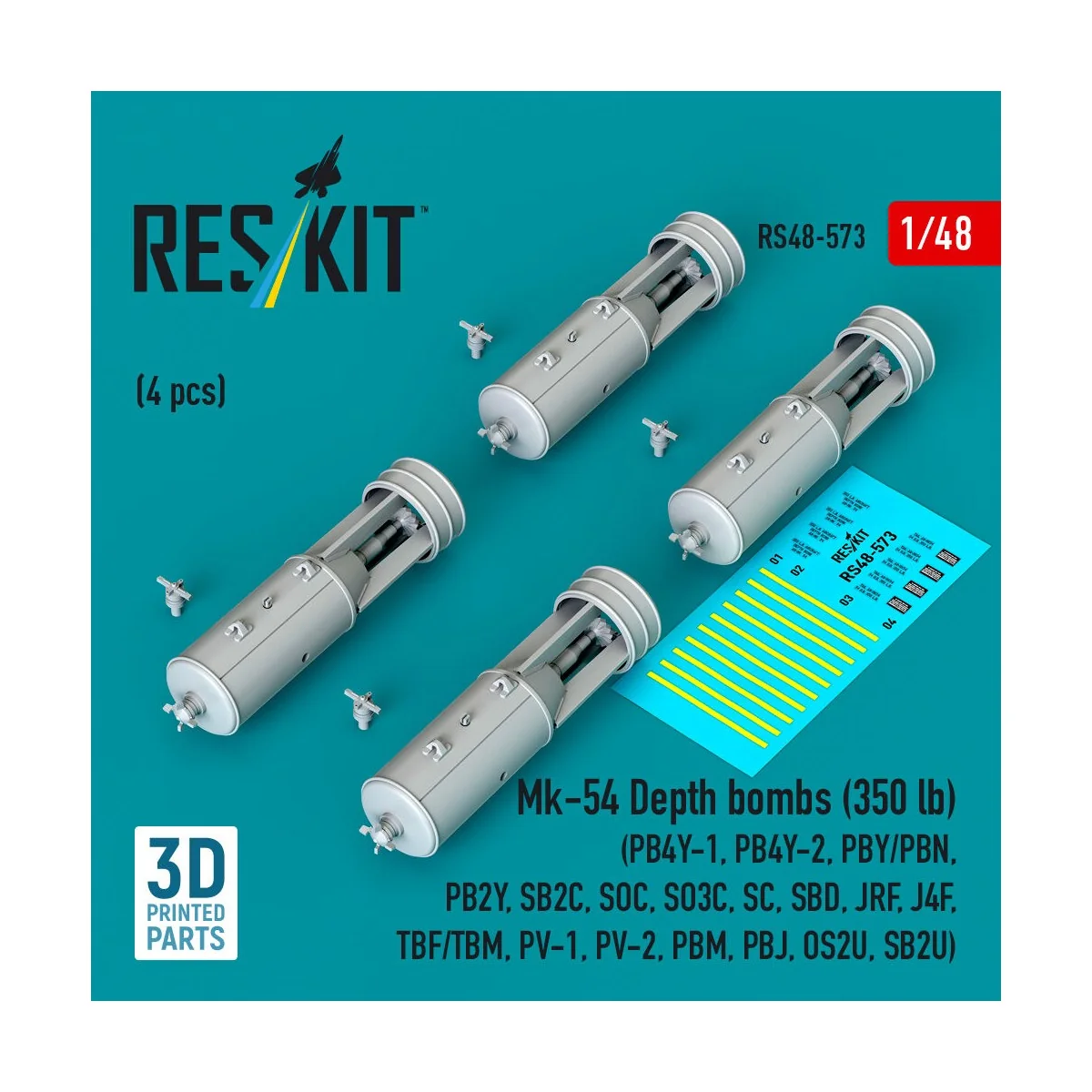 Mk-54 Depth bombs (350 lb) (4 pcs) (PB4Y-1, PB4Y-2, PBY/PBN, PB2Y, ...