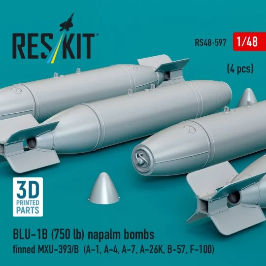 BLU-1B (750 lb) napalm bombs finned MXU-393/B (4 pcs) (A-1, A-4, A-...
