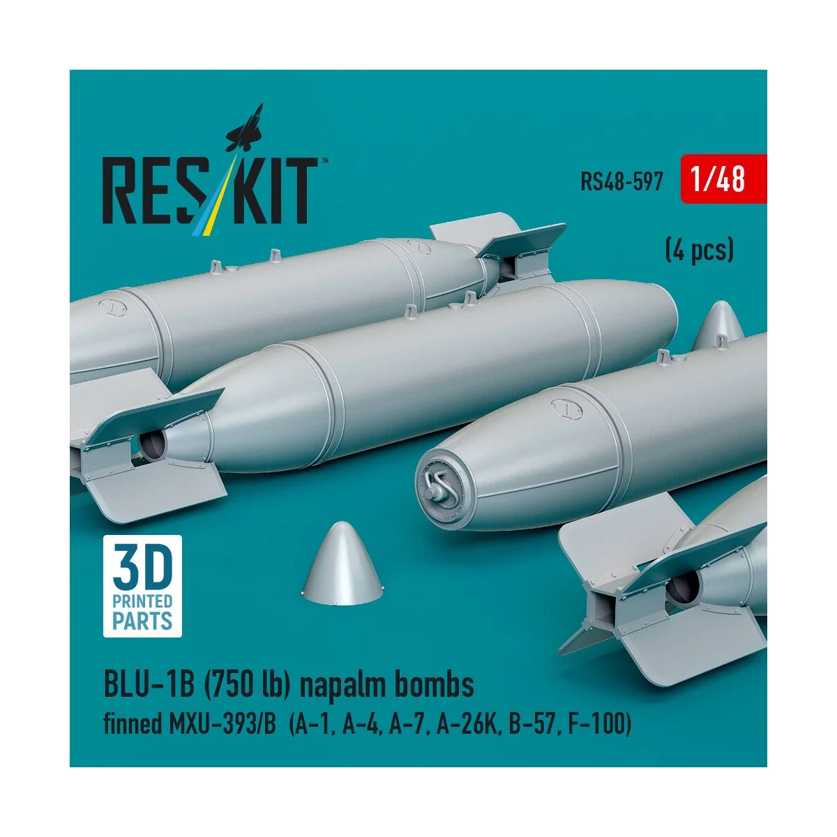 BLU-1B (750 lb) napalm bombs finned MXU-393/B (4 pcs) (A-1, A-4, A-...
