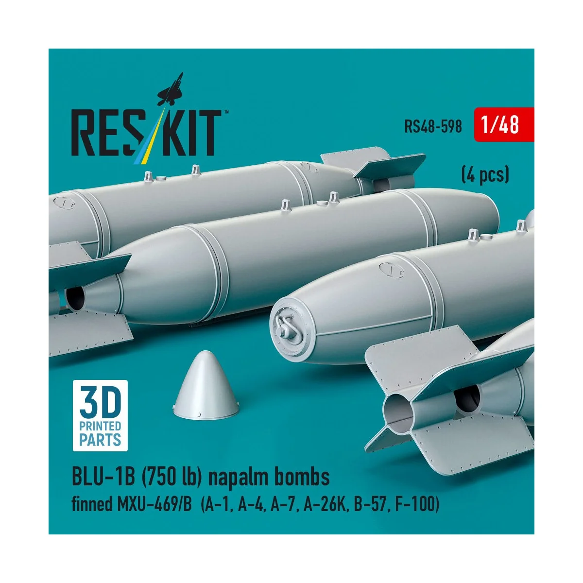 BLU-1B (750 lb) napalm bombs finned MXU-469/B (4 pcs) (A-1, A-4, A-...