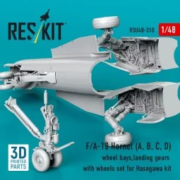 F/A-18 Hornet (A, B, C, D) wheel bays, landing gears with wheels se...