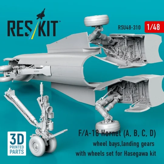 F/A-18 Hornet (A, B, C, D) wheel bays, landing gears with wheels se...