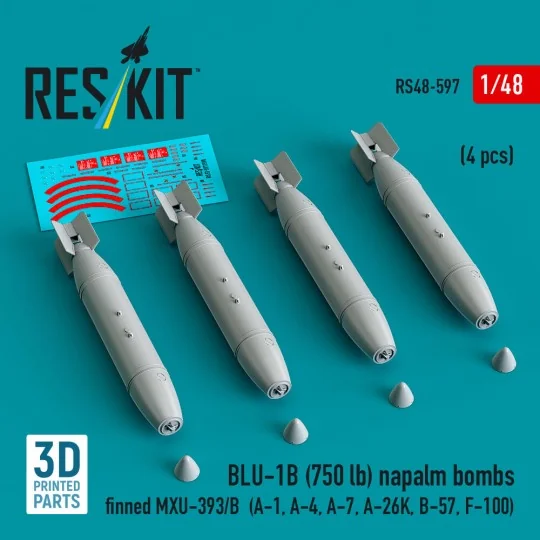BLU-1B (750 lb) napalm bombs finned MXU-393/B (4 pcs) (A-1, A-4, A-...