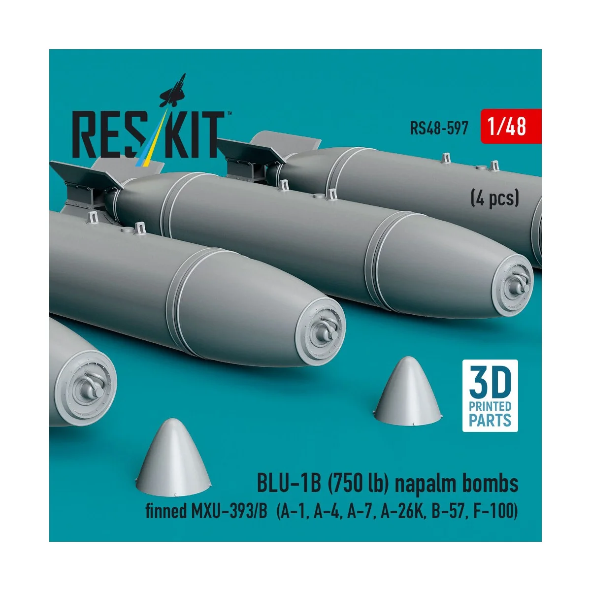 BLU-1B (750 lb) napalm bombs finned MXU-393/B (4 pcs) (A-1, A-4, A-...
