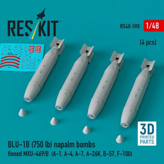 BLU-1B (750 lb) napalm bombs finned MXU-469/B (4 pcs) (A-1, A-4, A-...