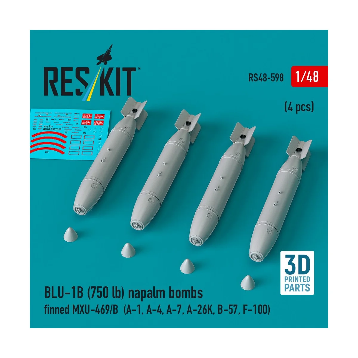 BLU-1B (750 lb) napalm bombs finned MXU-469/B (4 pcs) (A-1, A-4, A-...