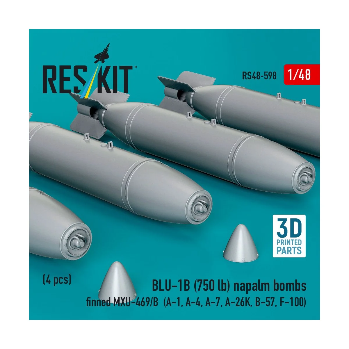 BLU-1B (750 lb) napalm bombs finned MXU-469/B (4 pcs) (A-1, A-4, A-...
