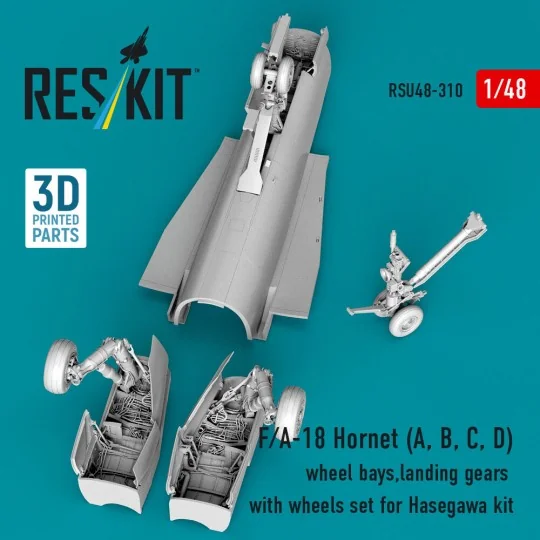 F/A-18 Hornet (A, B, C, D) wheel bays, landing gears with wheels se...