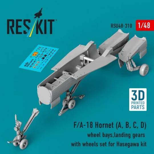 F/A-18 Hornet (A, B, C, D) wheel bays, landing gears with wheels se...