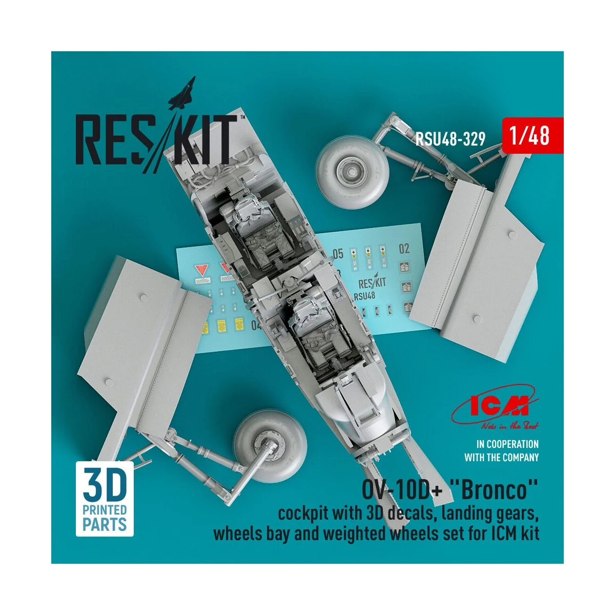 OV-10D+ Bronco Cockpit, landing gears, wheels bay and weighted whee...