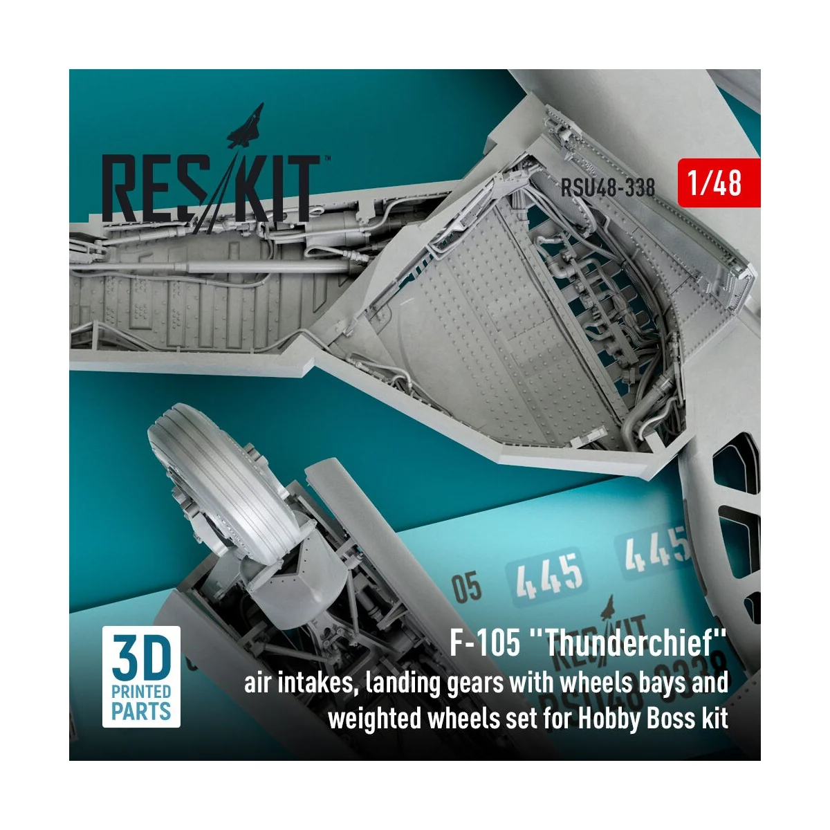 F-105 Thunderchief air intakes, landing gears with wheels bays and ...