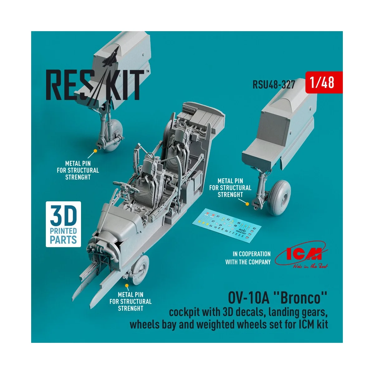 OV-10A Bronco cockpit, landing gears, wheels bay and weighted wheel...