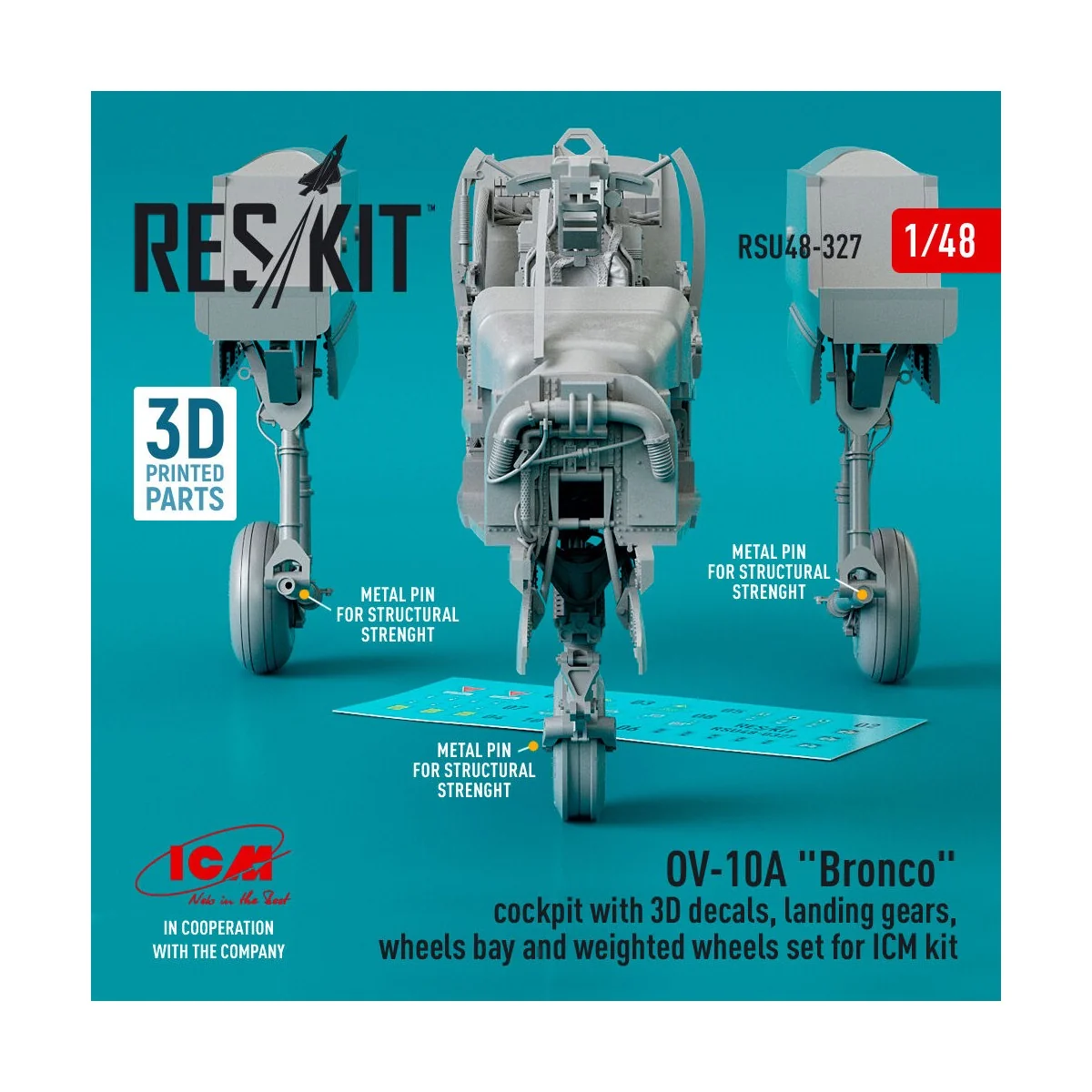 OV-10A Bronco cockpit, landing gears, wheels bay and weighted wheel...