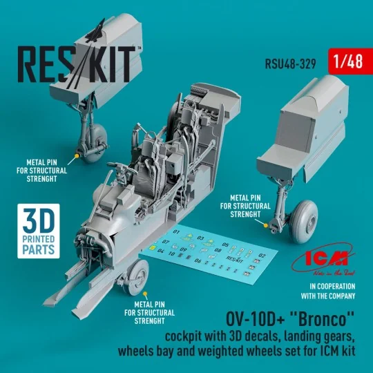 OV-10D+ Bronco Cockpit, landing gears, wheels bay and weighted whee...