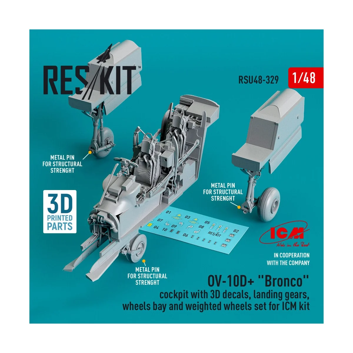 OV-10D+ Bronco Cockpit, landing gears, wheels bay and weighted whee...