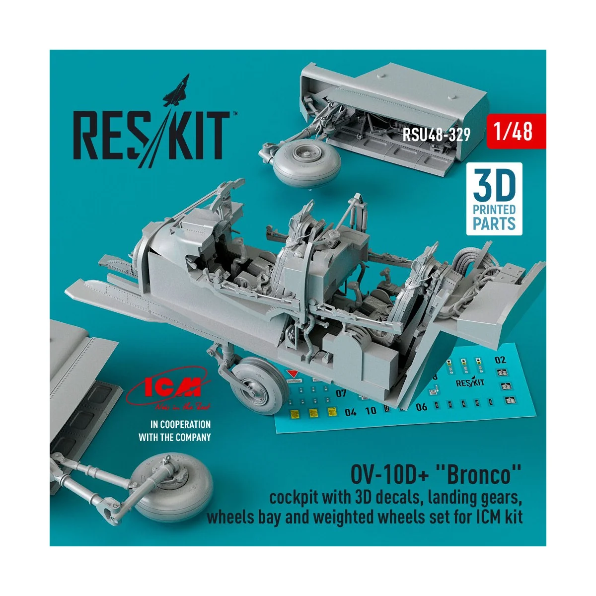 OV-10D+ Bronco Cockpit, landing gears, wheels bay and weighted whee...