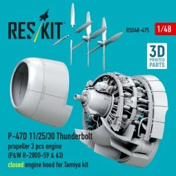 P-47D 11/25/30 Thunderbolt propeller (3 pcs), engine (P&W R-2800-59...