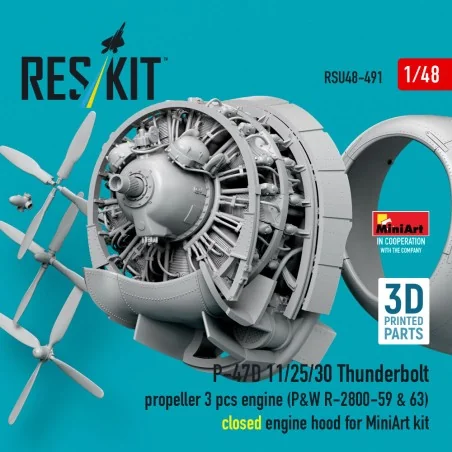 P-47D 11/25/30 Thunderbolt propeller (3 pcs), engine (P&W R-2800-59...