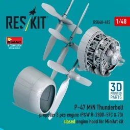 P-47 M/N Thunderbolt propeller (3 pcs), engine (P&W R-2800-57C & 73...