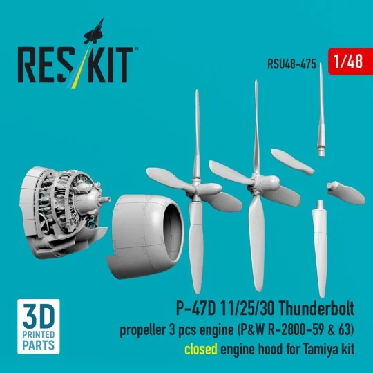 P-47D 11/25/30 Thunderbolt propeller (3 pcs), engine (P&W R-2800-59...