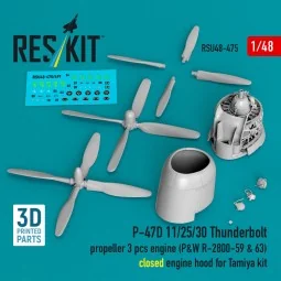 P-47D 11/25/30 Thunderbolt propeller (3 pcs), engine (P&W R-2800-59...