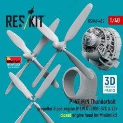 P-47 M/N Thunderbolt propeller (3 pcs), engine (P&W R-2800-57C & 73... 2