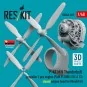 P-47 M/N Thunderbolt propeller (3 pcs), engine (P&W R-2800-57C & 73...
