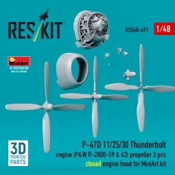 P-47D 11/25/30 Thunderbolt propeller (3 pcs), engine (P&W R-2800-59... 2