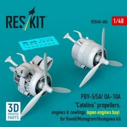 PBY-5/5A/ OA-10A Catalina propellers, engines & cowlings (open engi...